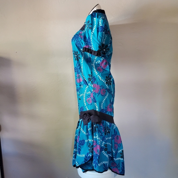 Ladies Vintage Blue Hawaiian muumuu Maxi dress medium - Picture 3 of 10